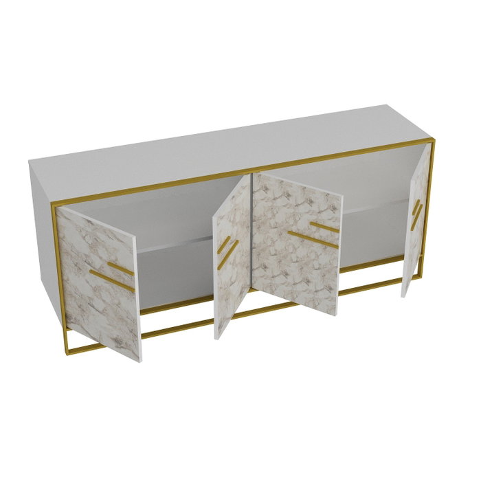 Hanah Home Polka - White Consola de Mármol Dorado y Blanco
